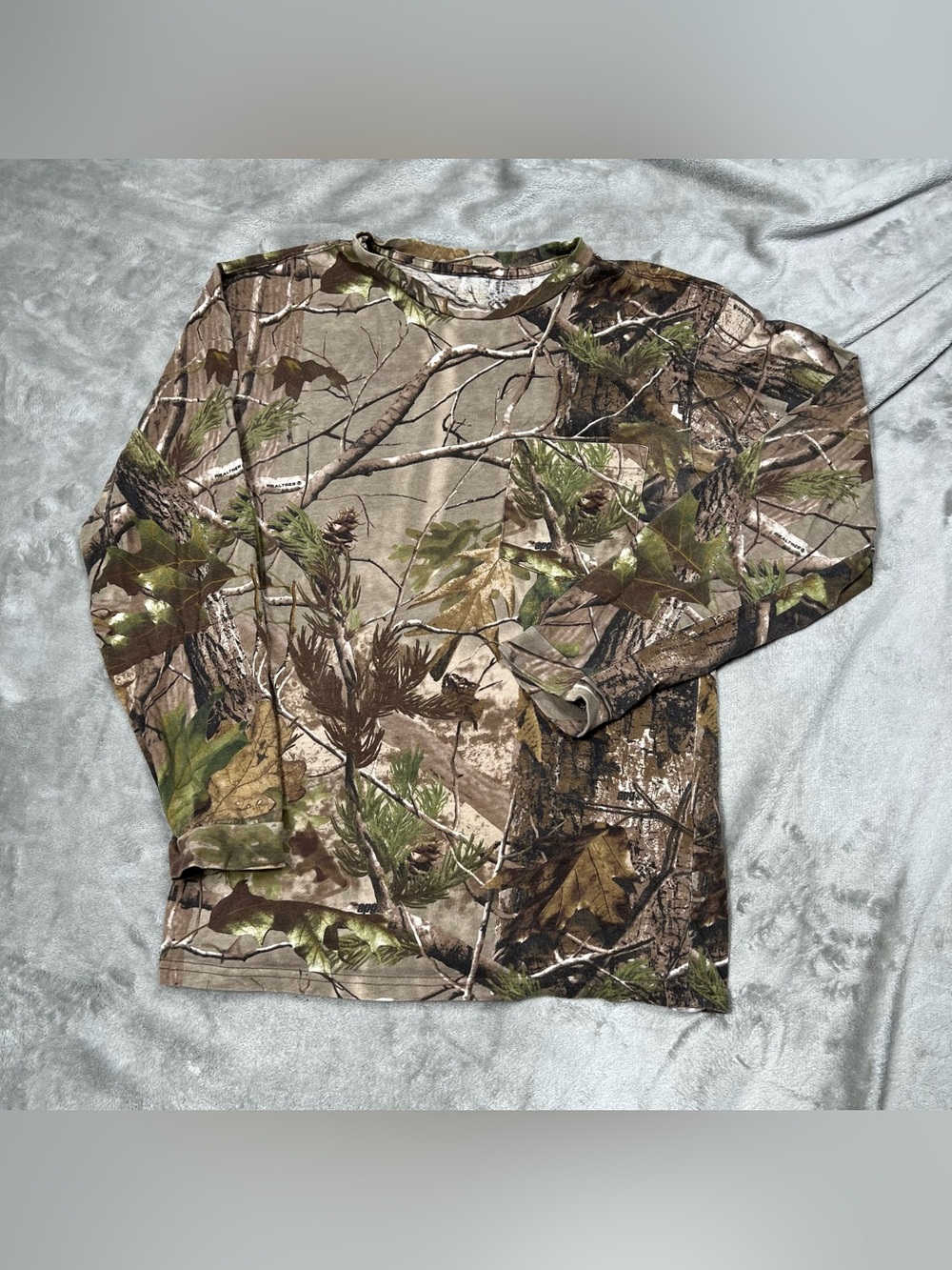 Vintage Y2K Camo Pocket Tee Mens S Green Long Sleeve Realtree APG T Shirt